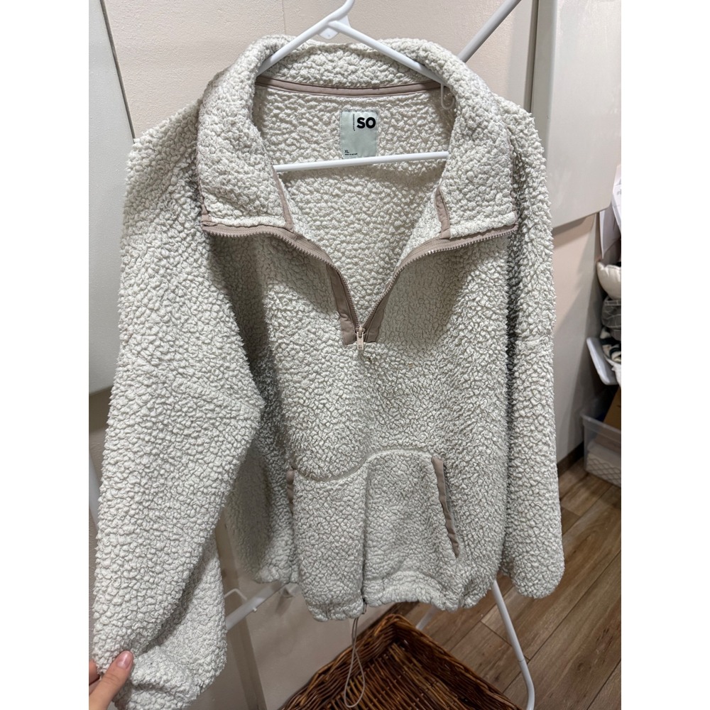Cozycory Comfy‎ SO White Neutral Sherpa Pullover Quarter Zip Size XL